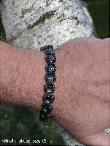 Vista 4 de Pulsera de calavera Colección BLACKSTATIC Pulsera vintage punk de acero inoxidable para hombre