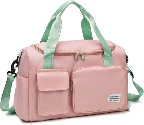 Vista 326 de Pequeña bolsa de gimnasio para mujer, bolsa de viaje con compartimento para zapatos