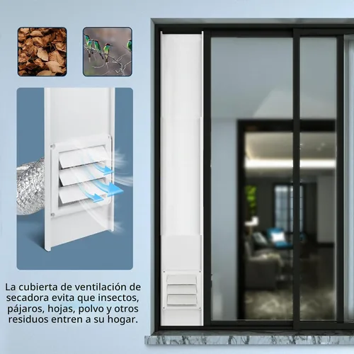 Vista 7 de Kit de ventana de ventilación de secadora para manguera de ventilación de secadora de 4 pulgadas de diámetro, kit de ventilación ajustable