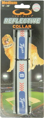 Vista 3 de MLB Tigres de Detroit béisbol Pet Collar, reflectante, Gris, M
