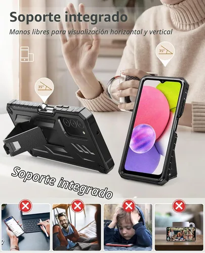 Vista 3 de SOiOS Funda para teléfono Samsung Galaxy A03S, protector de pantalla