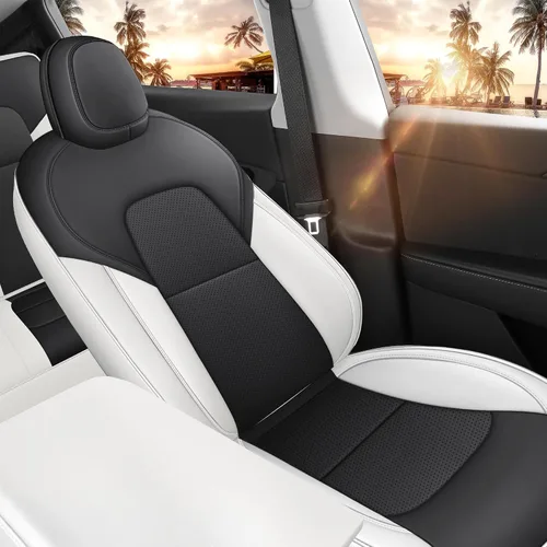 Vista 18 de Funda de asiento para modelo 3 2017 2018 2019 2020 2021 2022 2023, funda de asiento personalizada para Tesla Model 3, compatible con bolsa de aire