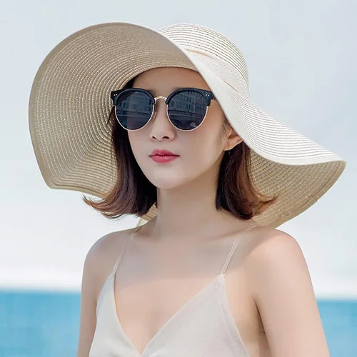 Vista 7 de FSIGOM Sombrero flexible plegable para mujer, sombrero de paja con protección solar de ala ancha, gorra de playa con protección UV de verano