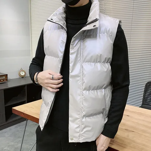 Vista 3 de SJWCLYS Chaleco de invierno para hombre, chaleco de invierno para exteriores, ropa de exterior, extraíble, acolchado, sin mangas, con capucha