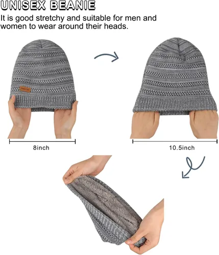 Vista 4 de Omechy. - Gorro de punto para hombre de invierno, gorro cálido.