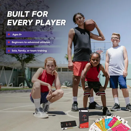 Vista 5 de Kick Deck HoopDeck de UVU Training - Programa de entrenamiento de baloncesto de 52 cartas para todos los niveles de habilidad y edades - Desarrollo