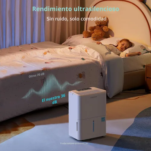 Vista 5 de Kesnos Deshumidificador Energy Star 2025 de 30 pintas para espacios de hasta 2500 pies cuadrados, deshumidificador silencioso para el hogar