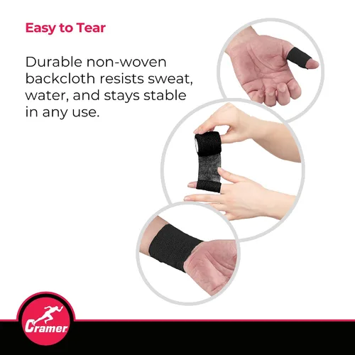 Vista 4 de Cramer Eco-Flex Cinta Elástica Extensible Autoadhesiva de Auto-Pegado, Cinta Cohesiva, Cinta Elástica Flexible para Deportes, Suministros de Negro