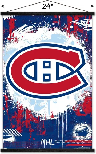 Vista 3 de Trends International NHL Montreal Canadiens - Póster de pared con logotipo Maximalist 23 con marco magnético