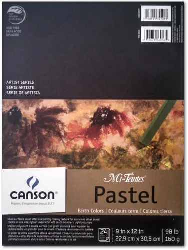 Vista 17 de Canson Artist Series Mi-Teintes - Papel pastel, colores surtidos, bloc plegable, 9 x 12 pulgadas, 24 hojas (98 libras/160g) - Papel de artista