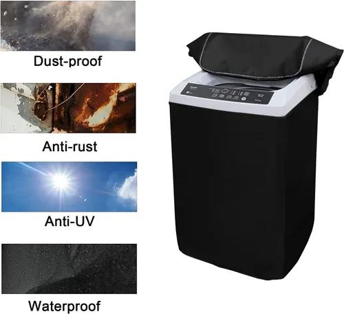 Vista 4 de Funda para lavadora, cubierta para lavadora/secadora para carga superior, resistente al polvo, impermeable, cubierta para lavadora totalmente