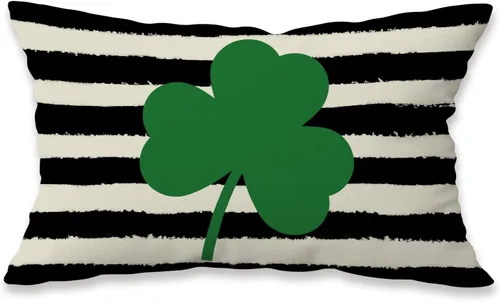 Vista 2 de Jbralid Fundas de almohada para el día de San Valentín de 12 x 20 pulgadas, diseño de corazón de amor, rayas negras, día de San Valentín, día