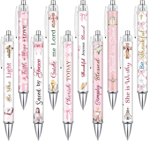 Vista 11 de Tinlade 10 piezas de bolígrafos cristianos para mujeres, bolígrafos de tinta religiosa, regalos de Pascua, citas inspiradoras, versículos bíblicos