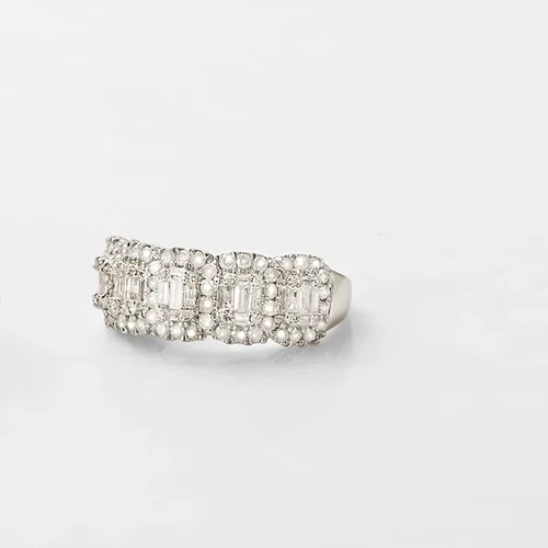 Vista 5 de Ross-Simons 1.00 ct. t.w. Round and Baguette Diamond Ring in Sterling Silver