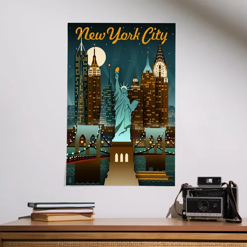 Vista 2 de Lantern Press 16x24 pulgadas Giclée Art Print Decoración de pared, Nueva York, horizonte retro