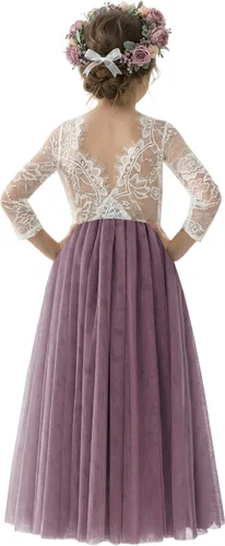 Vista 35 de 2Bunnies - Vestido de fiesta con tutú de tul, espalda de encaje de rosa, tipo A, para niñas Maxi sin mangas de encaje