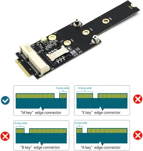 Vista 4 de HLT Mini PCI-E a M.2 (NGFF) Key M Adaptador con ranura para tarjeta SIM