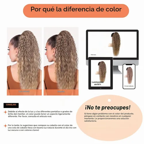Vista 9 de SEIKEA Extensión de Cola de Caballo, PT005 Isabella 18" de Largo Rizado Bohemio con Cordón Cola de Caballo Ligera Esponjosa Multicapa Extensiones