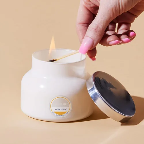 Vista 10 de Capri Blue Volcano Velas perfumadas – Velas en tarro de cristal de lujo para el hogar perfumadas con frutas tropicales y cítricos azucarados, mezcla