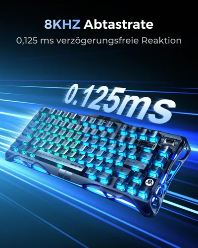 Vista 6 de GravaStar Teclado Mercury V75 HE, 75% de interruptor magnético de efecto hall para juegos, sondeo de 8000 Hz, 0.005RT, USB-C con cable