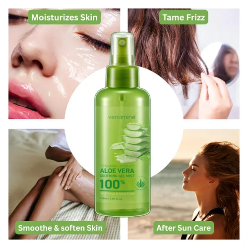 Vista 3 de VENAMINE Gel Niebla Calmante y Humectante de Aloe Vera Coreano 100%, 150 Gramos