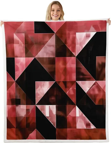 Vista 13 de Erosebridal Black Blue Triangles Square Fleece Throw Blanket 40"x50" - Ultra-Soft for Couch Sofa Bed,3D Geometric Pattern Sherpa Blanket,Abstract