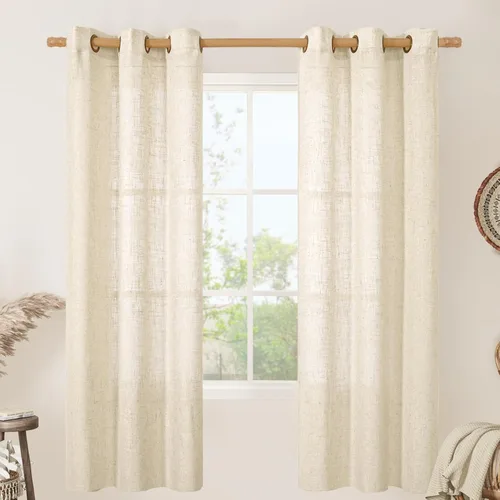 Vista 176 de LAMIT Cortinas de lino marrón caramelo para sala de estar, 84 pulgadas, de lino sintético, texturizado, filtrante de luz, paneles de privacidad