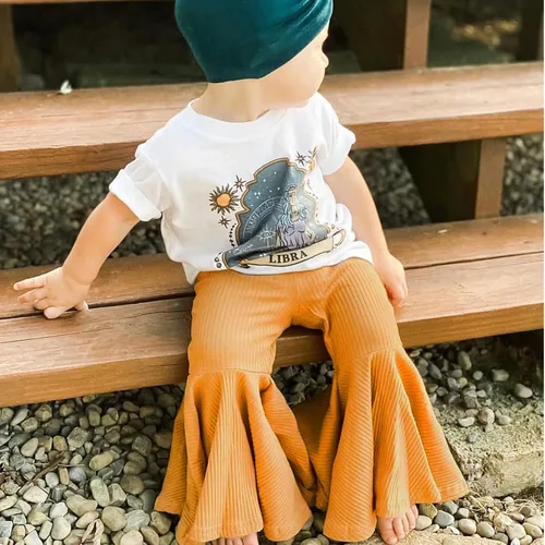 Vista 4 de TINXIEA Paquete de 3 pantalones acampanados para niñas pequeñas, pantalones acanalados sueltos con lazo, pantalones acampanados, paquete de 3