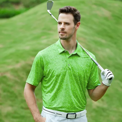 Vista 5 de Esabel.C Camisas de Golf para Hombre Ajuste Seco Rendimiento Manga Corta Estampadas Absorbe Humedad con Cuello
