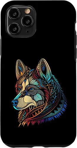 Vista 10 de iPhone 14 Flor Floral Lindo Perro Cara Cabeza Colorida Mandala - Estuche Husky