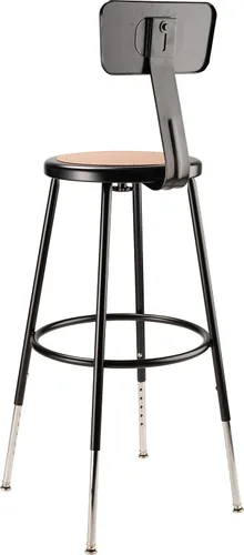 Vista 2 de National Public Seating Taburete de acero ajustable de 24" con respaldo, negro (6224HB-10)