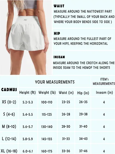 Vista 4 de Cadmus - Pantalones cortos de entrenamiento para mujer 2 en 1, para gimnasio, atlético. Pantalones cortos de entrenamiento con bolsillos