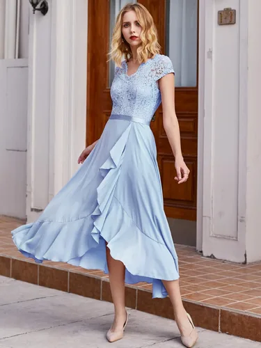 Vista 3 de Miusol Vestido largo de dama de honor elegante con cuello en V para mujer