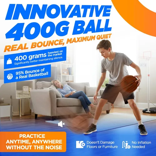 Vista 2 de YGA Silent Basketball Size 7 (29.5"): Grooved Airless Indoor Basketball with Upgraded 95% Bounce - Ultra Quiet Basketball for Dribbling Indoor