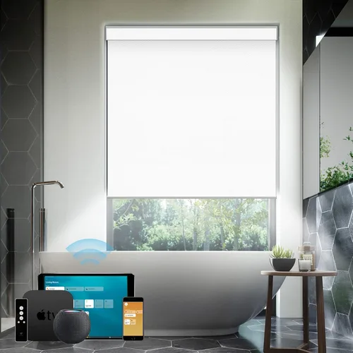 Vista 6 de SmartWings - Persianas inteligentes motorizadas para ventana de trabajo con HOMEKIT, automáticas, 100% opacas, impermeables, de vinilo, sin cordón
