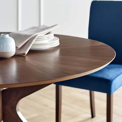 Vista 5 de Modway Crossroads - Mesa de comedor redonda de madera de 47 pulgadas, nogal