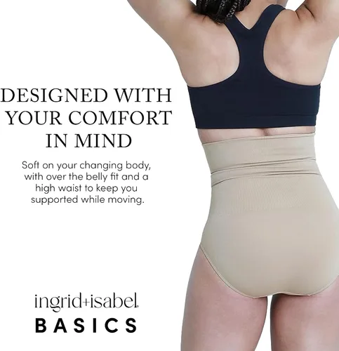 Vista 5 de Ingrid & Isabel Basics - Ropa interior de compresión posparto - Ropa interior de cintura alta sin costuras - Ajuste sobre el vientre