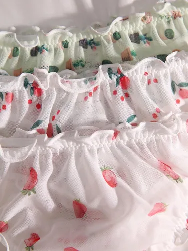 Vista 3 de SHENHE Paquete de 3 bragas de malla transparente con ribete de lechuga para mujer