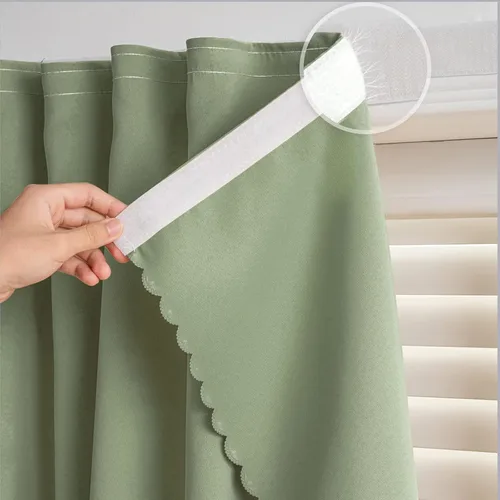 Vista 17 de Cortinas autoadhesivas, sin taladrar, sin varilla, cortinas opacas fáciles de instalar para persianas de ventana, dormitorio