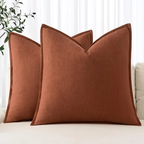 Vista 17 de MIULEE - Juego de 2 fundas de almohada decorativas de lino, estilo bohemio, rústico, neutral, para sofá, cama, 16 x 16 pulgadas, color marrón