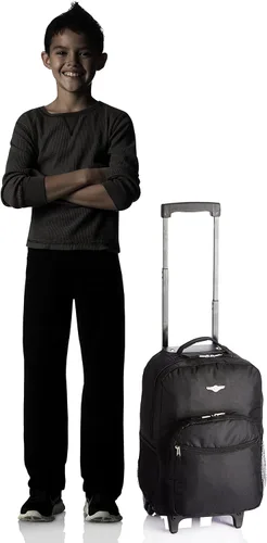 Vista 9 de Rockland, bolsa de viaje de 17 pulgadas, con ruedas., Negro), R01-BLACK