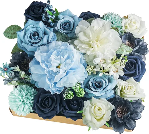 Vista 10 de Flores artificiales naranja, todas las flores falsas de seda champán con tallo para bricolaje, ramos de arco de boda, centros de mesa de despedida