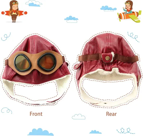 Vista 3 de Happy Will Pilot Aviator - Gorro de forro polar con orejeras para niños pequeños
