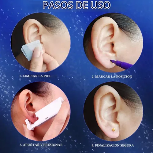 Vista 5 de KAIQIKAIXI 18 piezas, kit de perforación de oreja, pistola de clavos para oreja automática e indolora, desechable, aséptica, casera, portátil, grupo