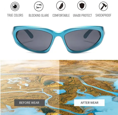 Vista 3 de Y2K - Lentes de sol envolventes para hombres y mujeres, accesorios de los años 2000, lentes cibernéticos, deportivos, motociclistas, protección UV400