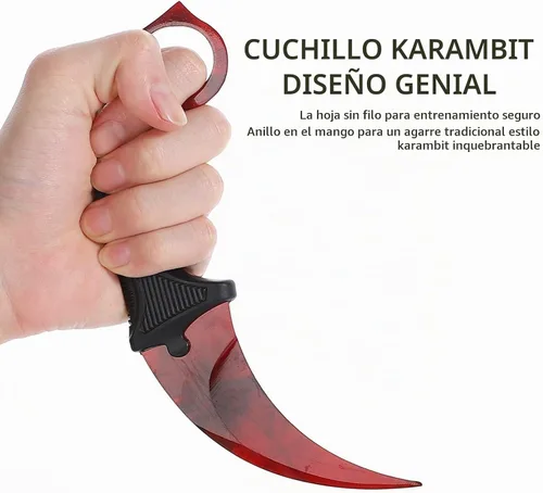 Vista 5 de Cuchillo de entrenamiento Karambit rojo sin filo Karambit cuchillo de entrenamiento de práctica con funda para principiantes herramienta