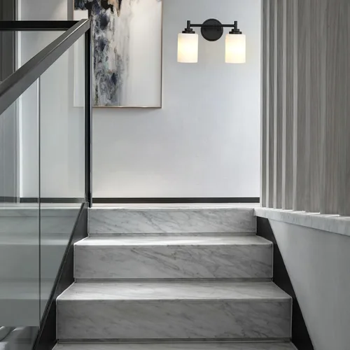 Vista 7 de Lámpara de baño negra mate, 2 luces para tocador de baño con pantalla de vidrio esmerilado blanco, modernos apliques de pared para dormitorio