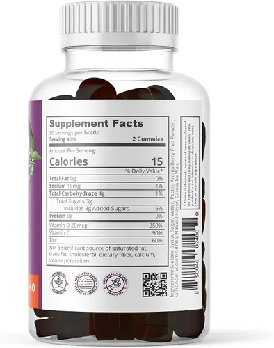 Vista 3 de Aronia SuperBerry - Gomitas de apoyo inmunológico diario, ricas en antioxidantes, mejor que la baya del saúco, gran sabor a bayas naturales, 60