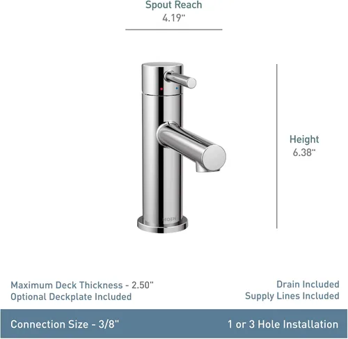 Vista 2 de Moen Align Grifo de Baño Moderno de Una Manija Oro Cepillado con Conjunto de Drenaje y Placa de Cubierta Opcional, Grifo de Lavabo de Baño de Un