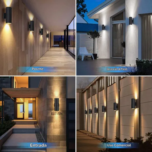 Vista 7 de Modernas luces de pared para exteriores del atardecer al amanecer, montaje Negro